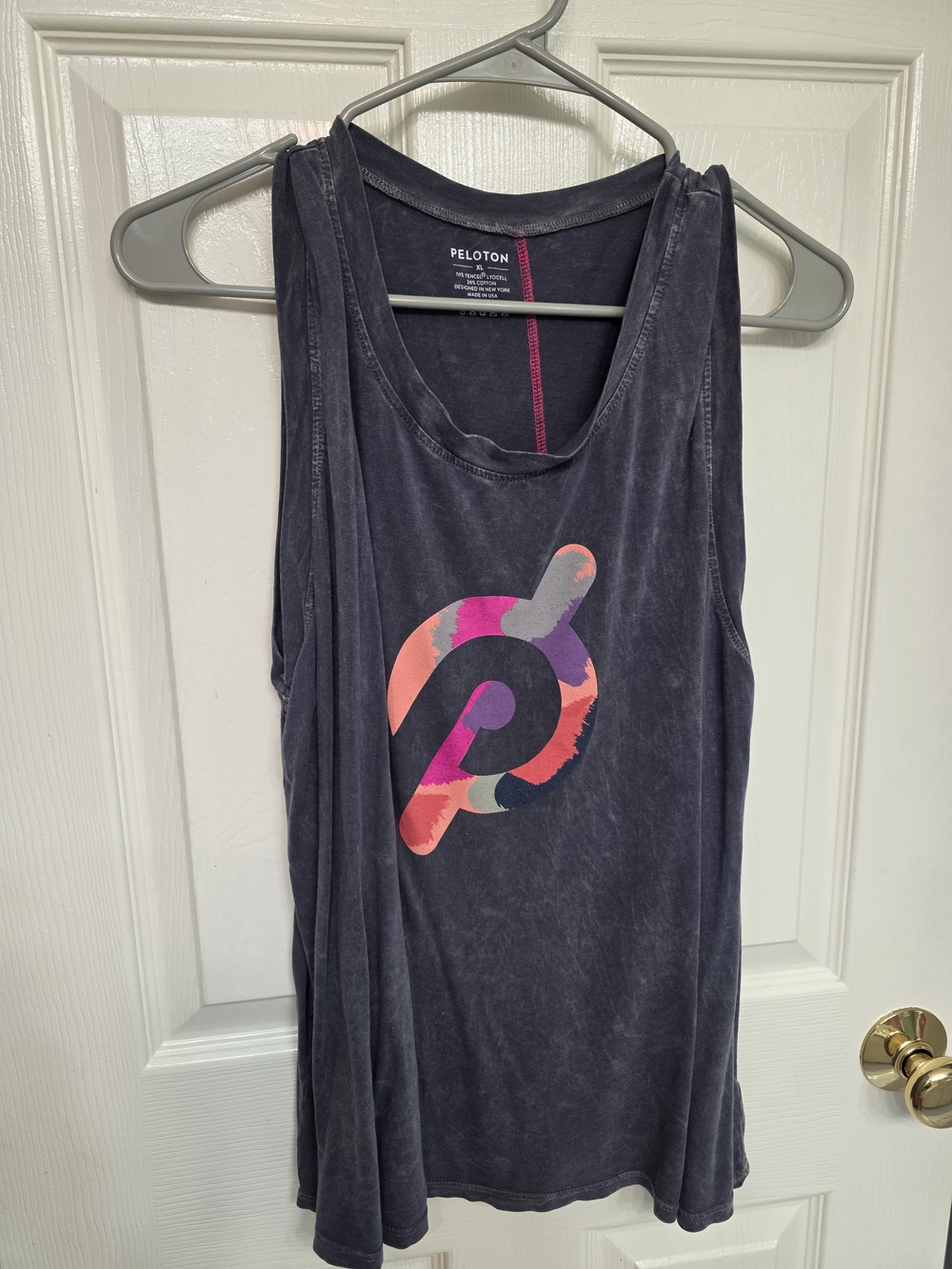 Peloton Women's Charcoal Logo Tank with Pink Accent